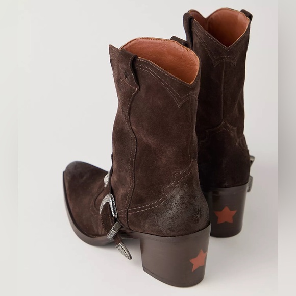 New Free People Lady Lonestar Suede Western Boots - Picture 2 of 8